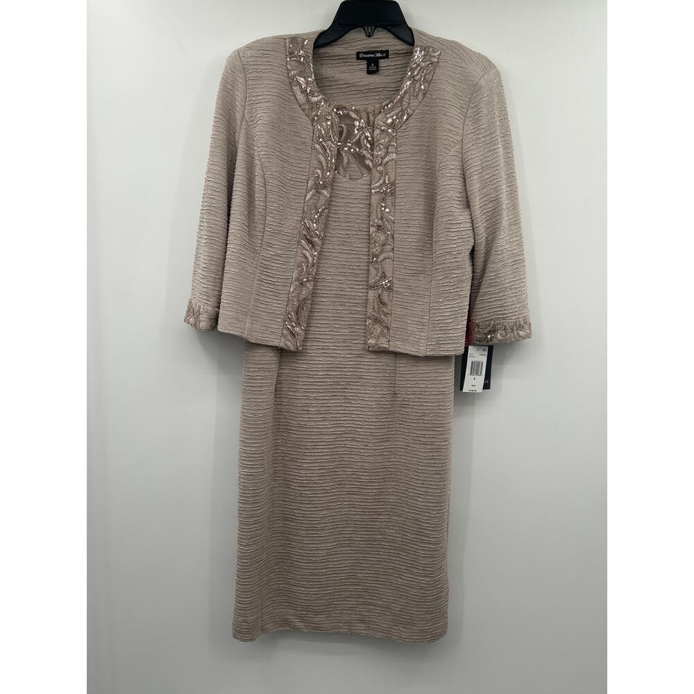 Brianna Milay Size 8 NWT Champagne Jacket Dress Mother of the Bride Wedding